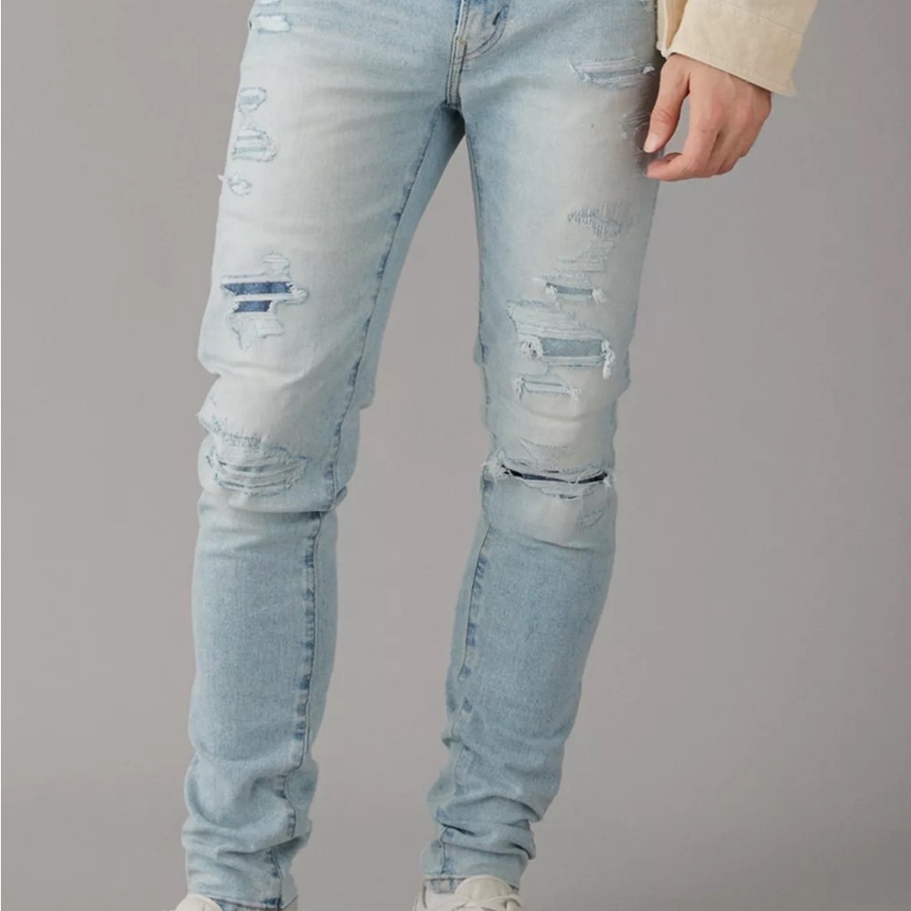 American Eagle Outfitters airsoft+ Athletic Skinny Jeans Distressed w28 L28 - Picture 4 of 9